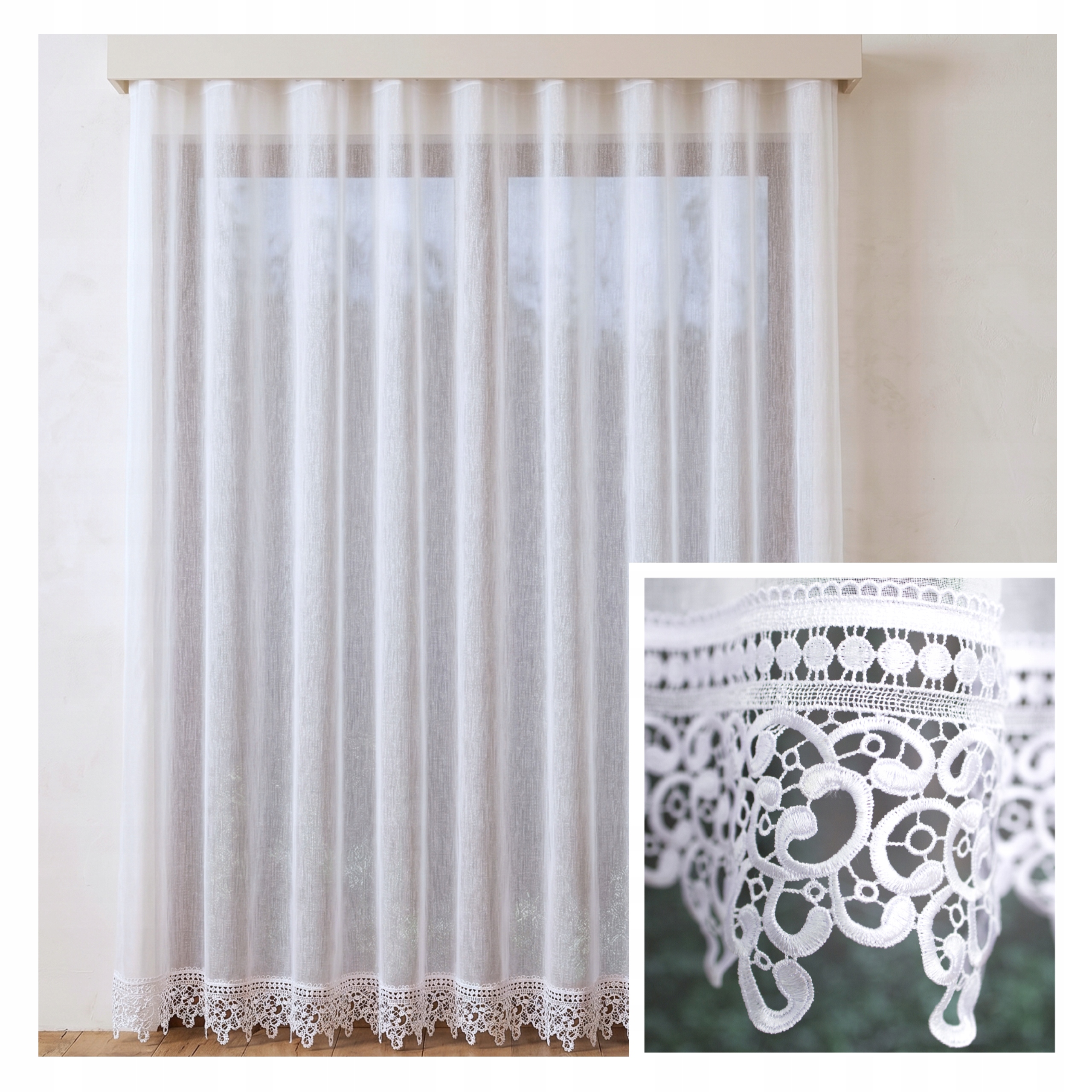 Hotová záclona etamin bílá 600x260 cm wave guipure 15 cm Modern Dorota