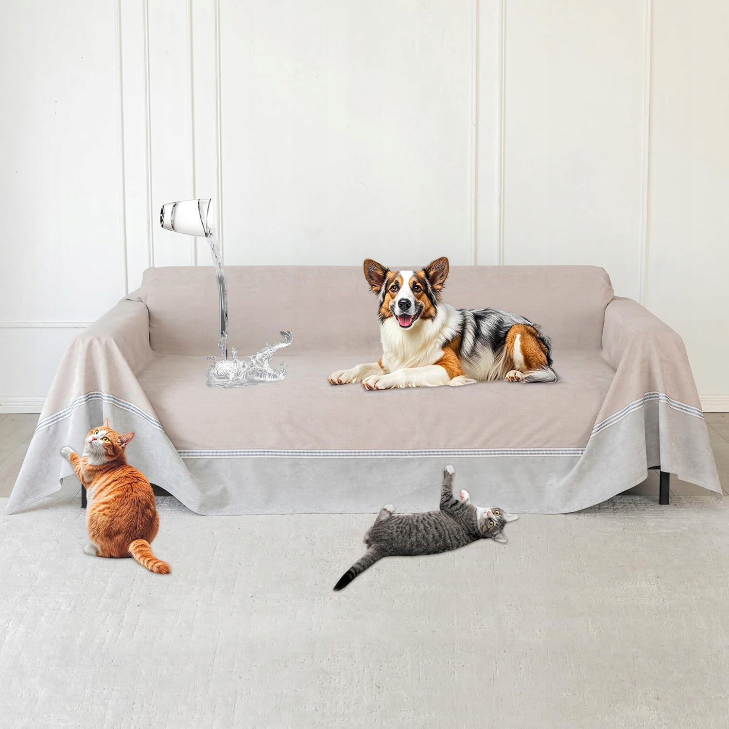 Protiškrabací poťah na 3-miestnu pohovku 340 x 230 cm, vodotesný
