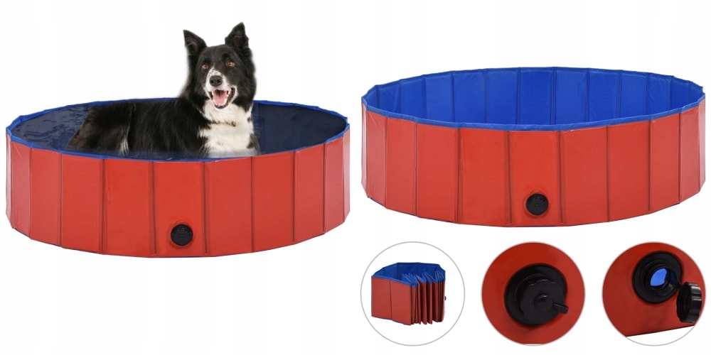 Levně Červený skládací bazének pro psa, 120 x 30 cm, Pvc