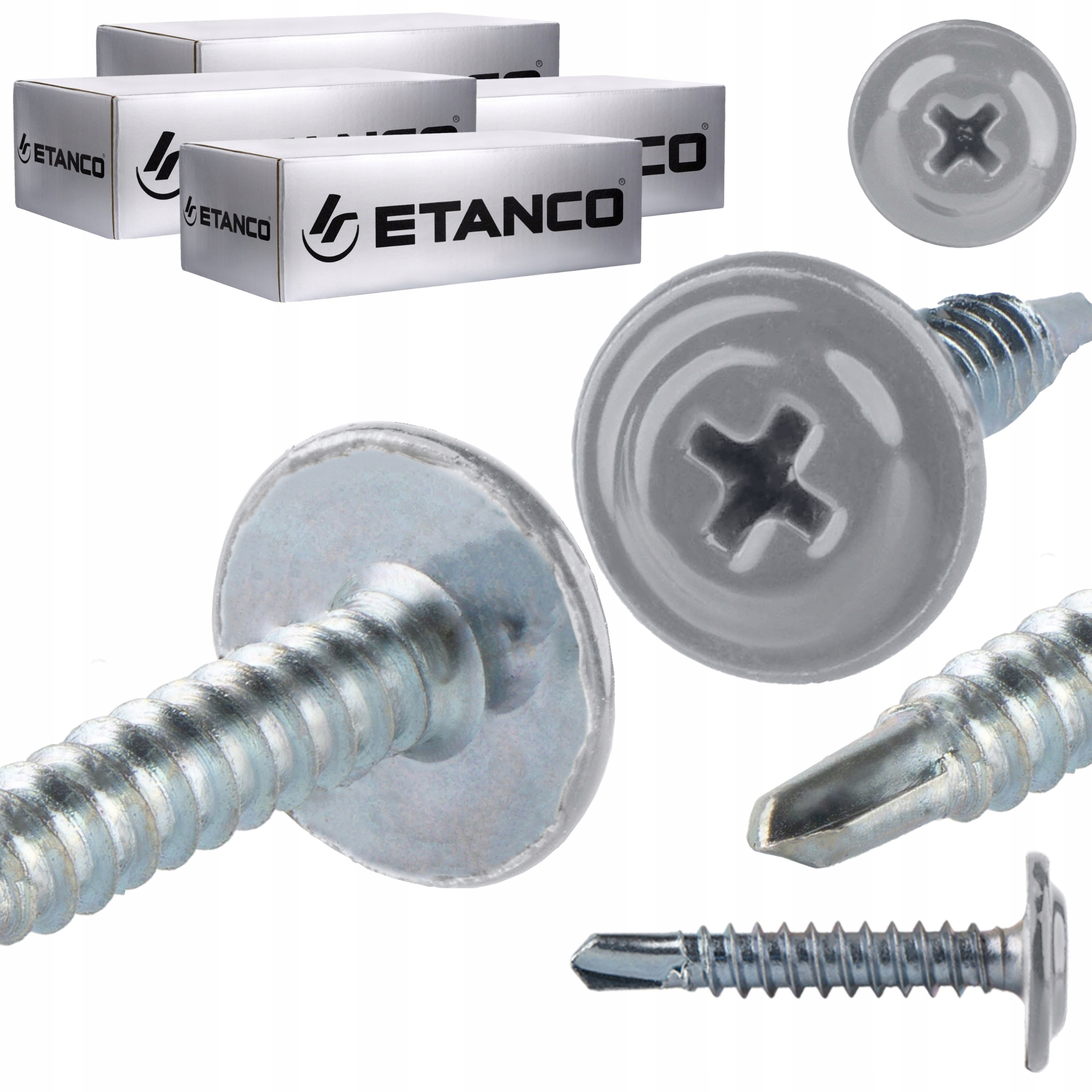 Samorezné podložkové skrutky 4,2 x 25 mm Ral 9006 1000 ks Etanco Gm-b