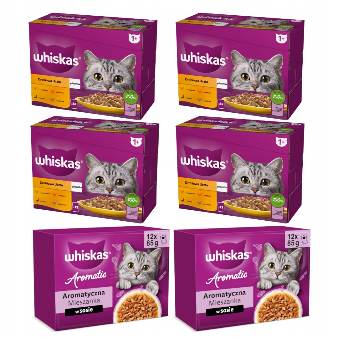 Whiskas 72x85g Drobiowa Uczta w Galaretce Aromatyczna Mieszanka w Sosie