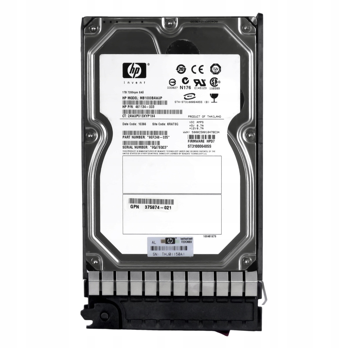 Hp 461134-003 1TB 7.2K 16MB Sas 3.5'' MB1000BAWJP