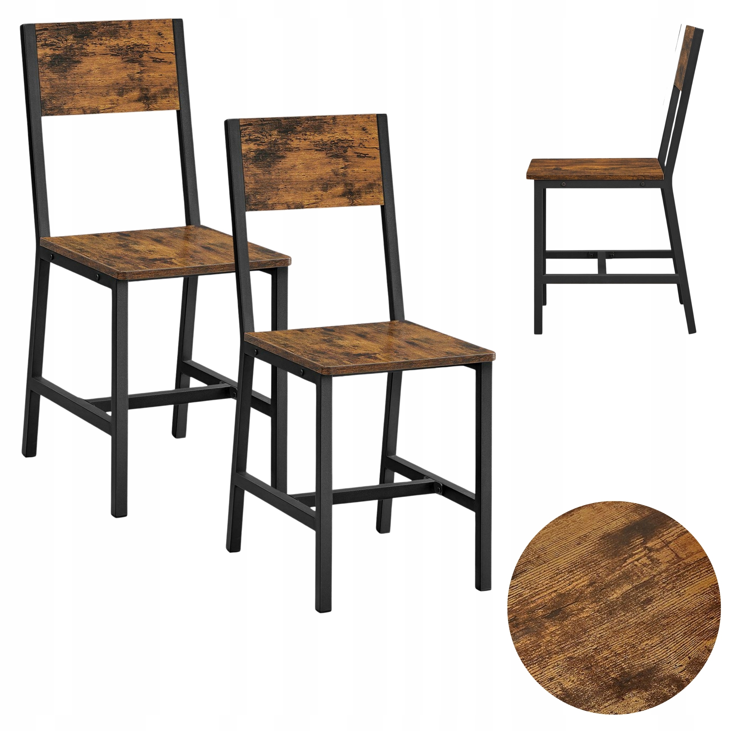 Stolička do jedálne, kuchyne, obývačky, komplet 2 ks, rustikálny hnedý loft