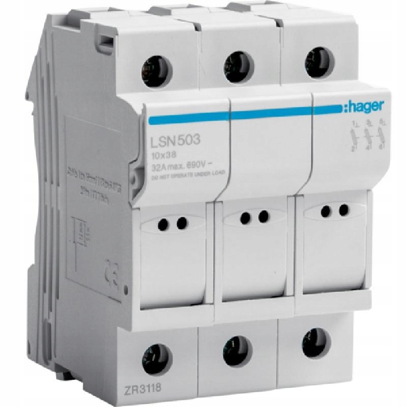 Pojistková základna 3P 32A LSN503 10x38 Hager