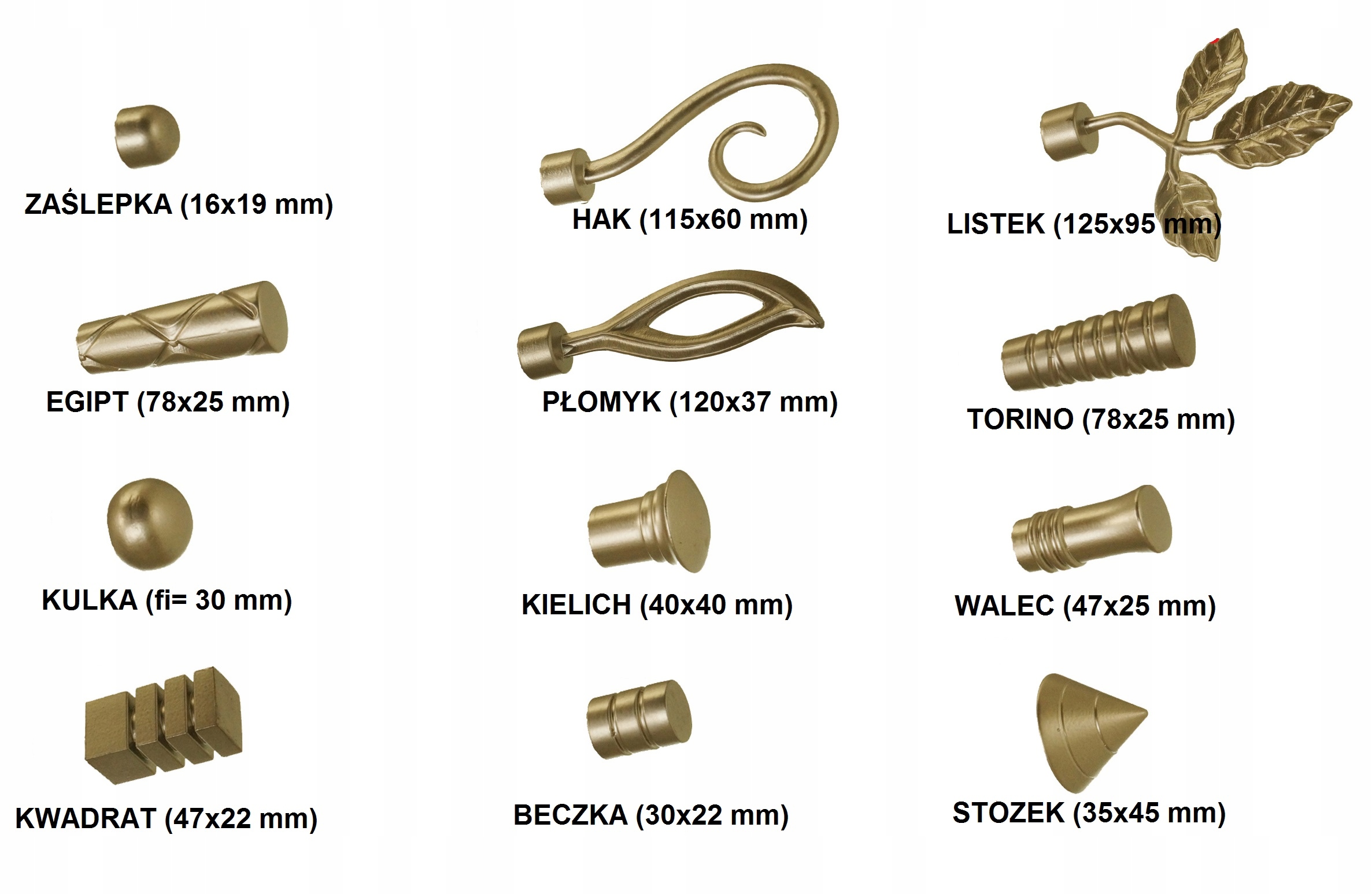 Karnisz metalowy fi 16 pojedynczy 230 cm Długość drążka 230 cm