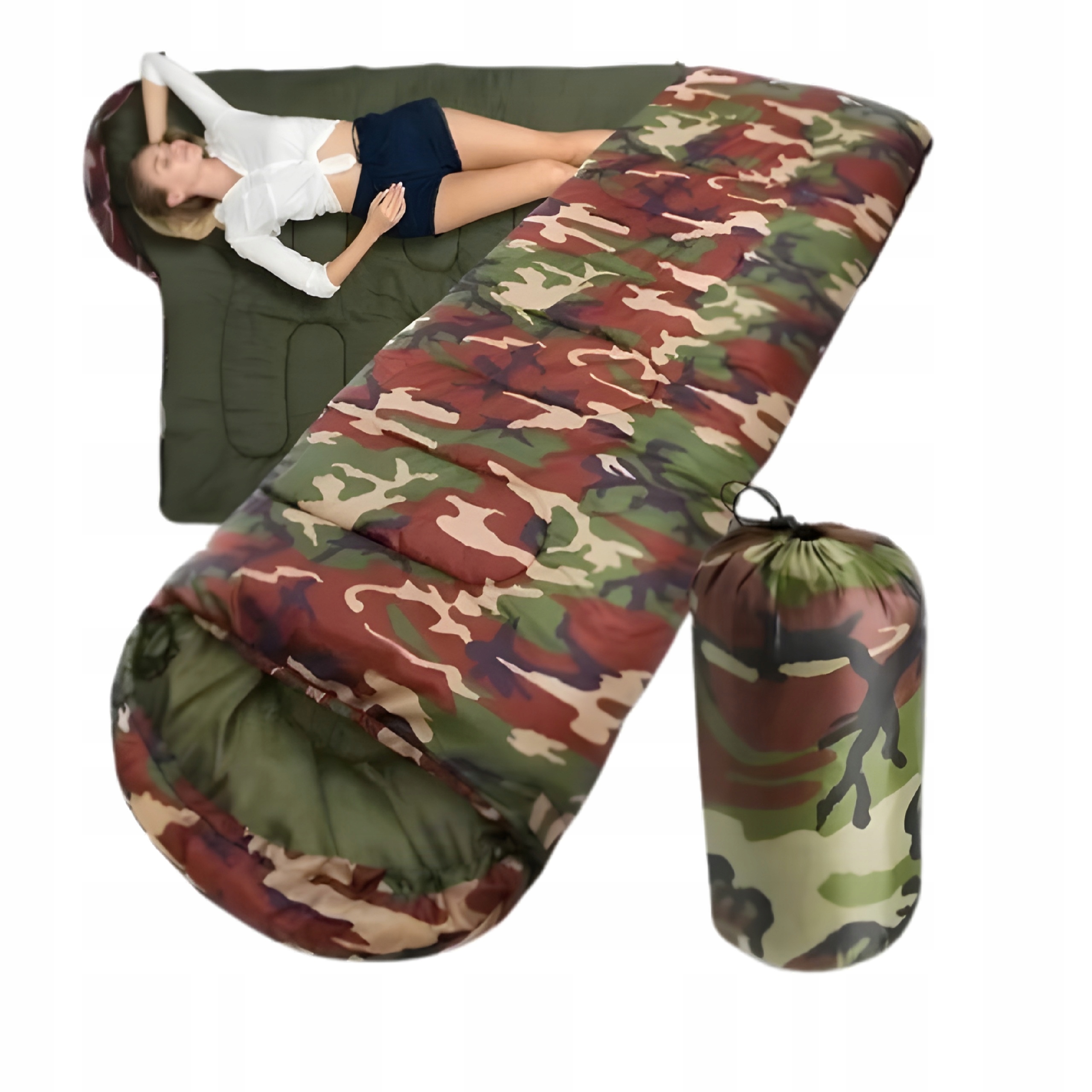 Śpiwór turystyczny moro wojskowy ciepły -15°C outdoor camping survival