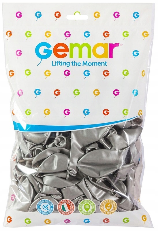 Balony GM90 metaliczne 10" srebrny op. 100 sz