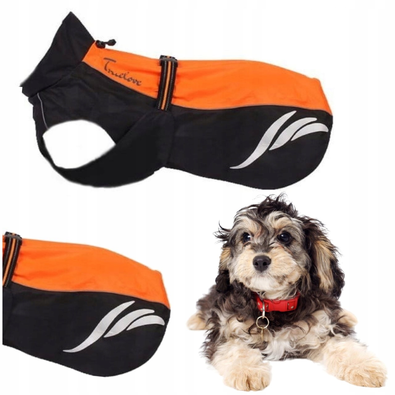 Levně Dešťová Bunda Pro Psa Derka Kabát Truelove Oranžová S (30 CM)