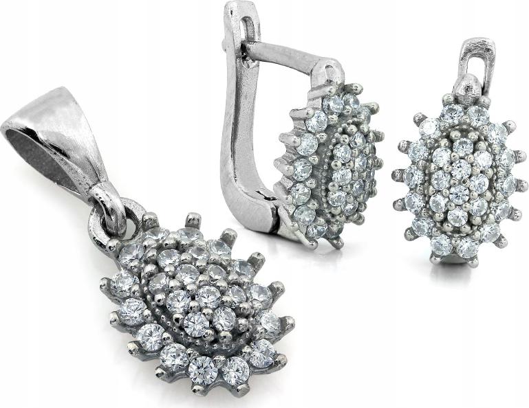 Stříbrný komplet 925 náušnice a přívěsku markýza se zirkony pro ženy