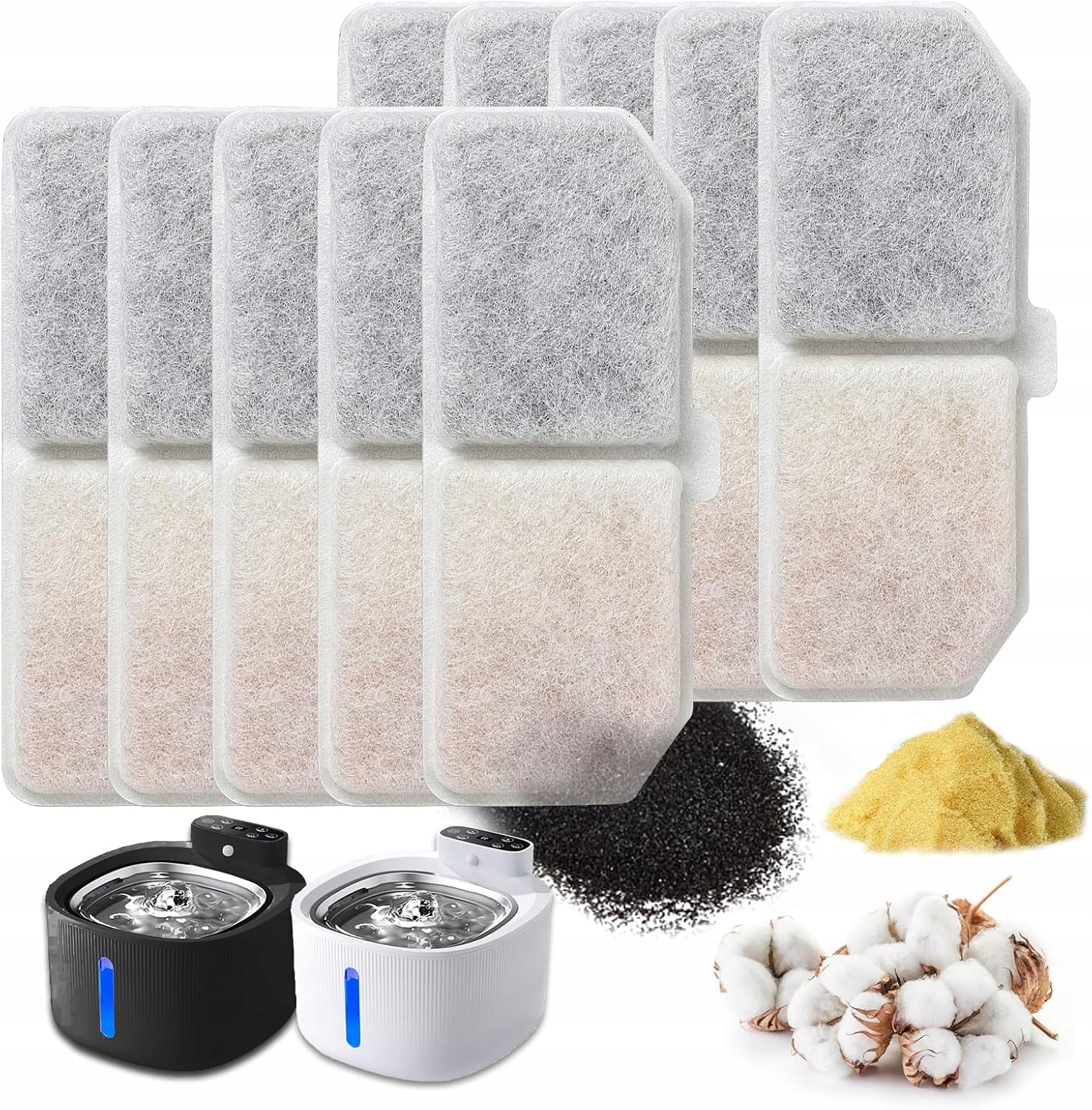 Levně Filtry Do Fontány 12 Ks Pro Kočky A Psy Vyměnitelný Filtr S Aktivním Uhlím