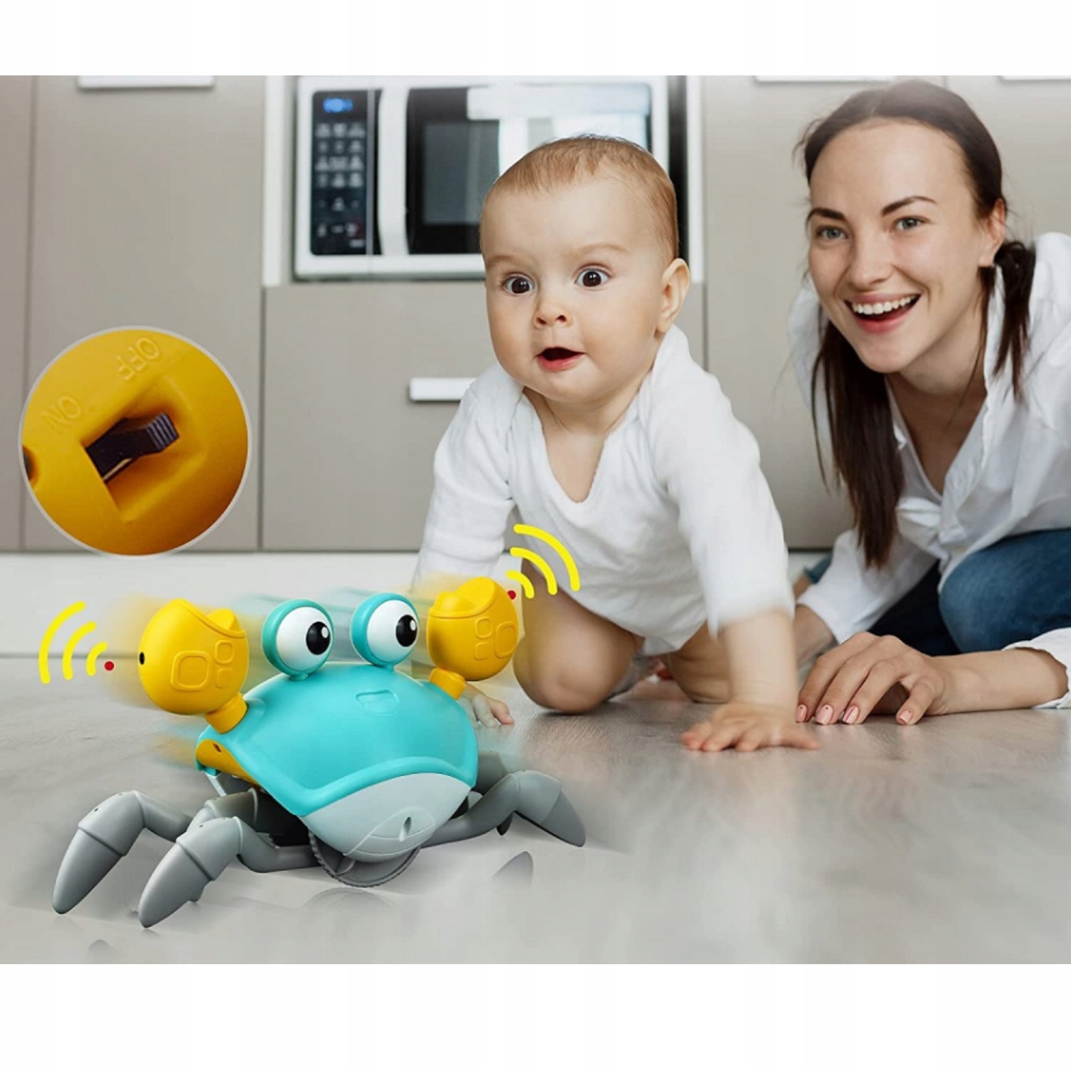 PEŁZAJĄCY KRAB NIEBORACZEK INTERAKTYWNY LED DZWIĘK Efekty dźwiękowe wibracje