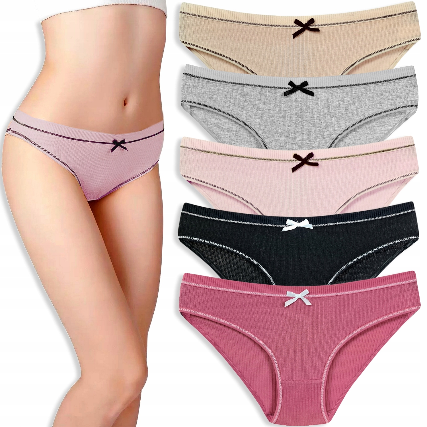

5x Oddychające Majtki Figi Bawełniane L/XL