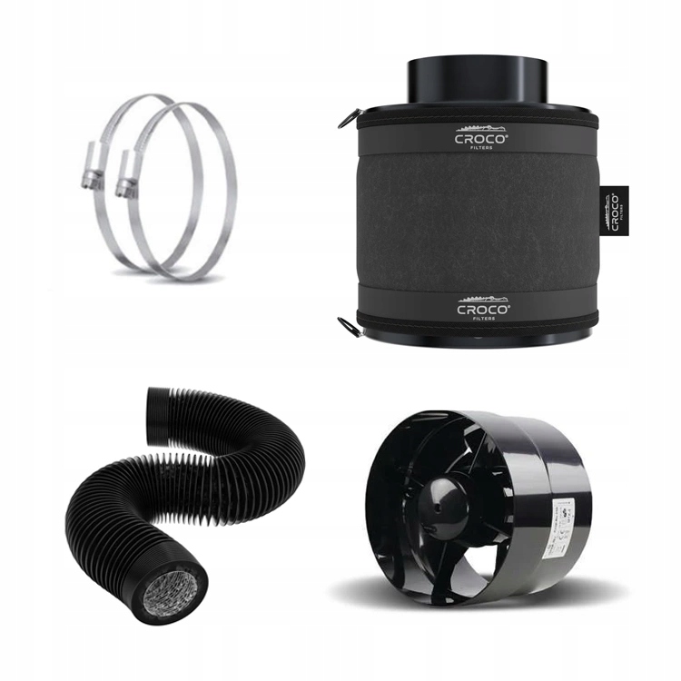 Ventilační sada Axial flo 125 mm 243 m3/h filtr Croco Black 160-240 m3/h