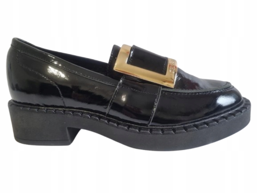 černé dámské polobotky lordsy kožené na platformě CheBello 37