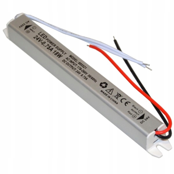 Zasilacz LED DRIVER meblowy SLIM 24V 18W 0,75A