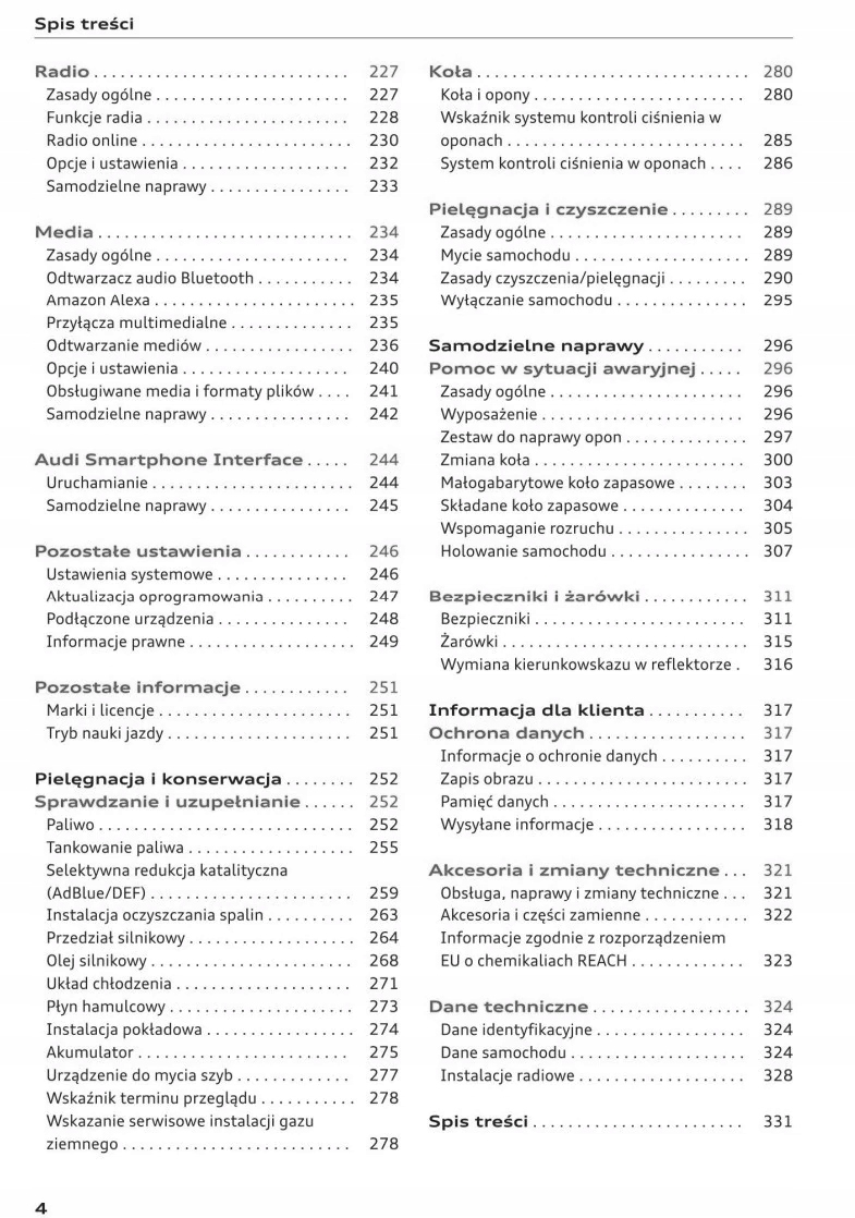 Audi A4 lift 2020 +Navi Instrukcja Obsługi Polski Rok wydania 2021