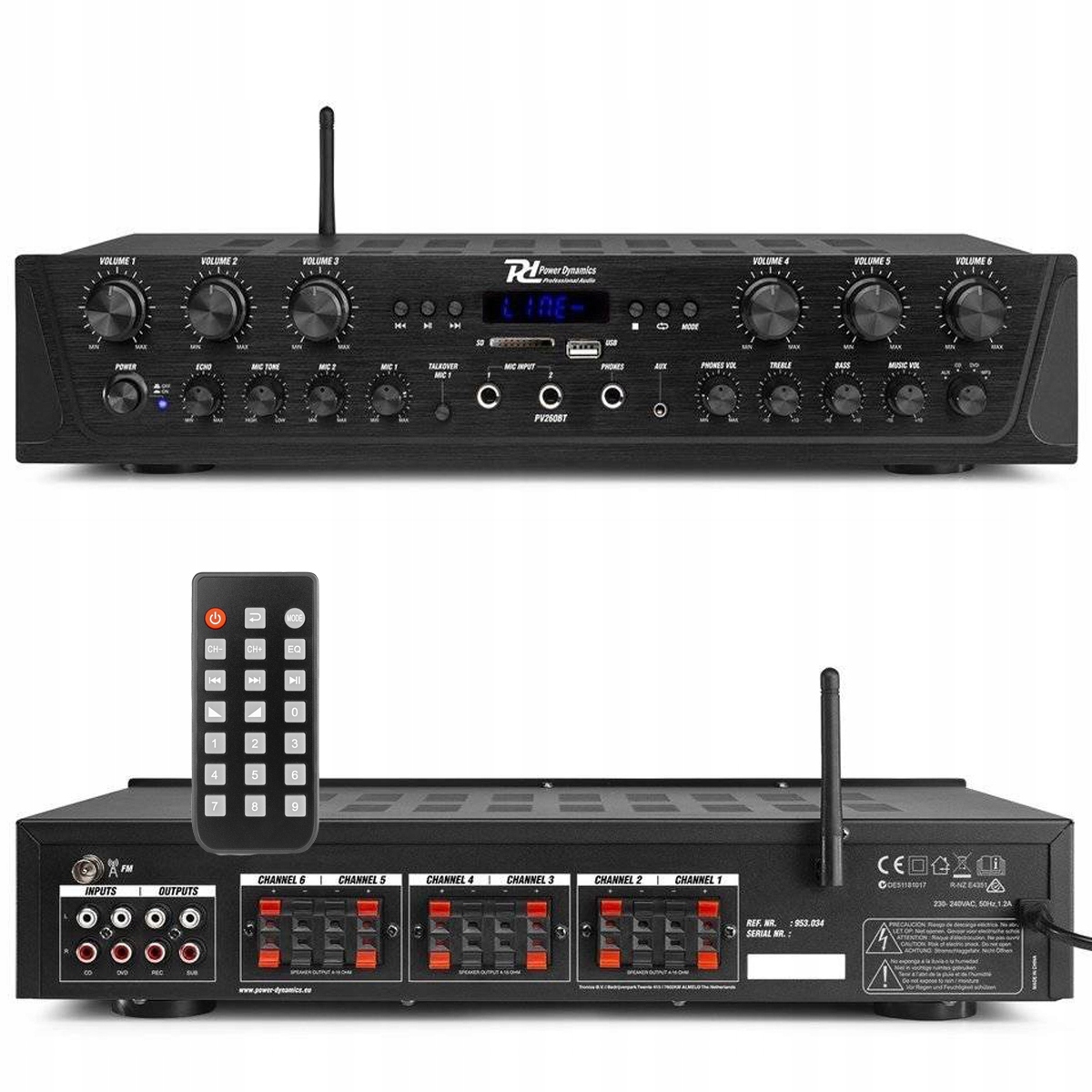 Power Dynamics PV-260BT Zónový Zesilovač Usb Bt