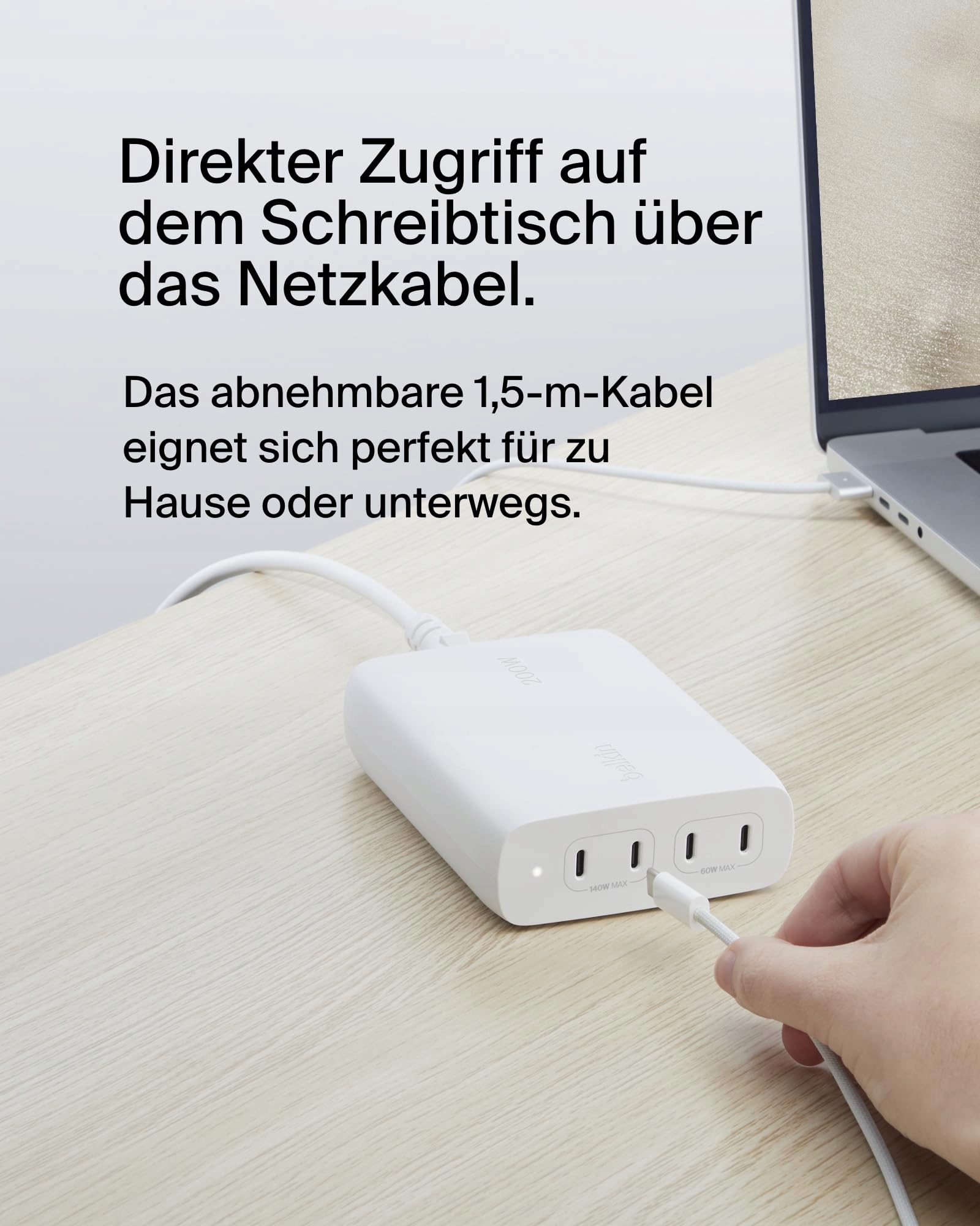 BELKIN BoostCharge Pro 4-Portowy Ładowarka USB-C GaN 200W Szybkie Ładowanie — miniatura 4