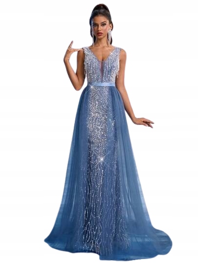 Shein Lesklé Šaty S Tylem, Modré, Velikost XL 1KD