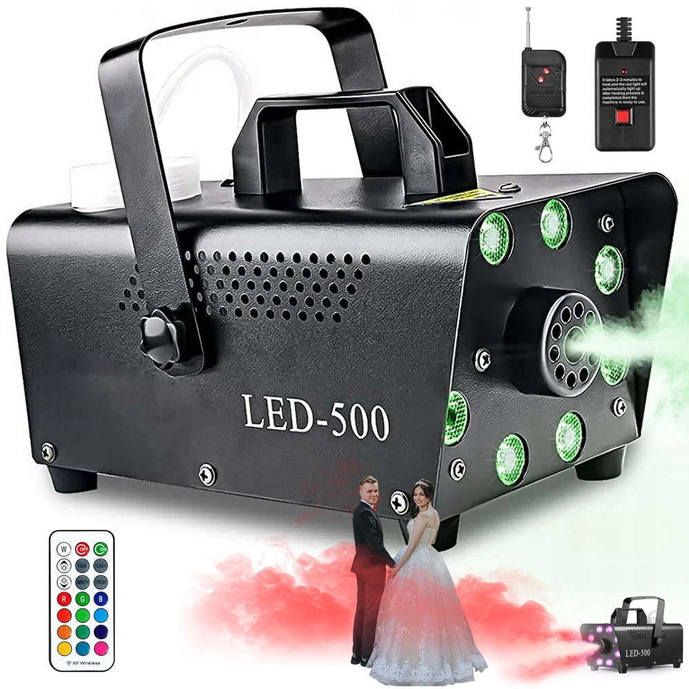 Výrobník Kouře, Mlha, Zakouřovač 8LED Rgb 2000CFM, Výkonný, Výkonný, 500 W Dálkové Ovládání