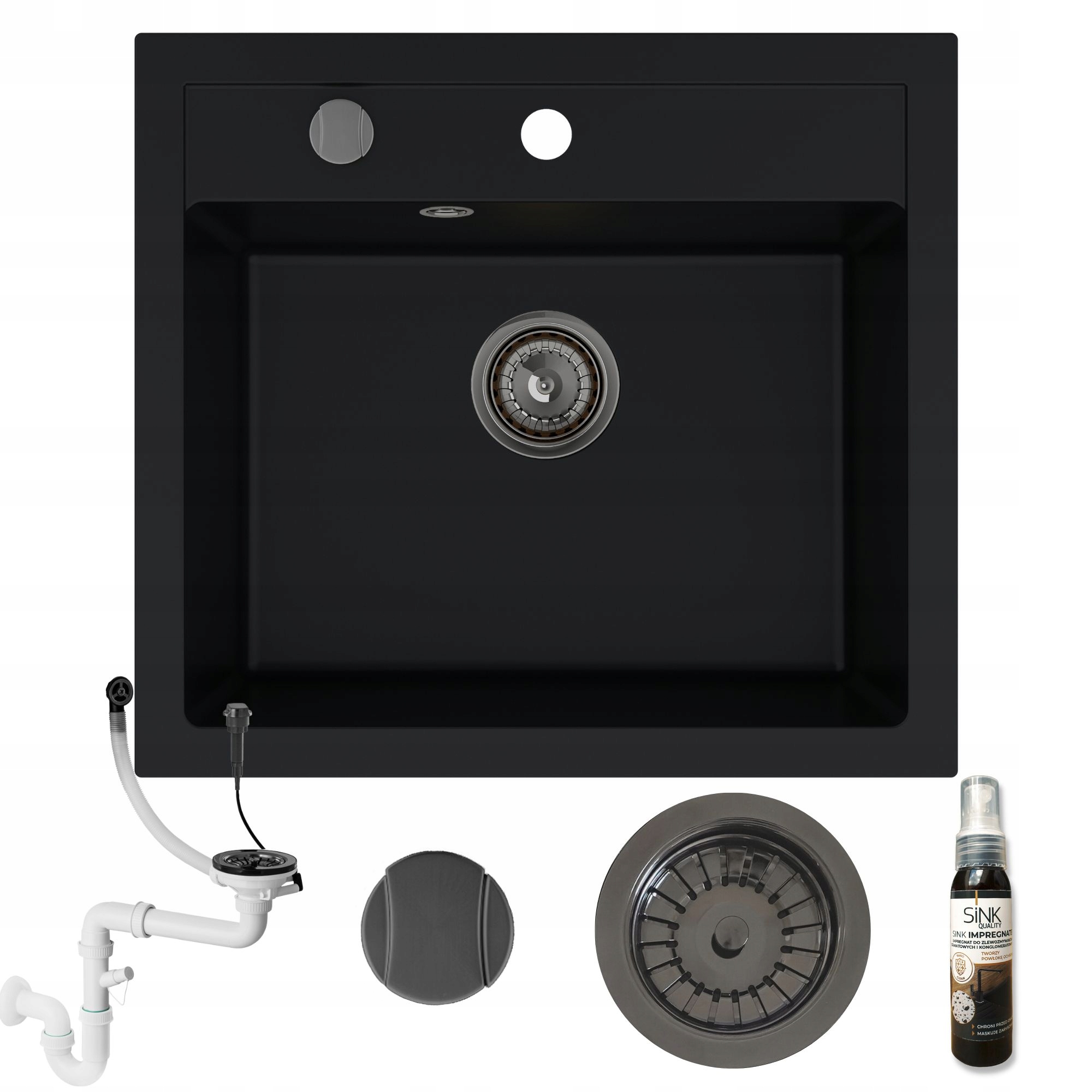 

Zlewozmywak granitowy 60 grafitowy syfon