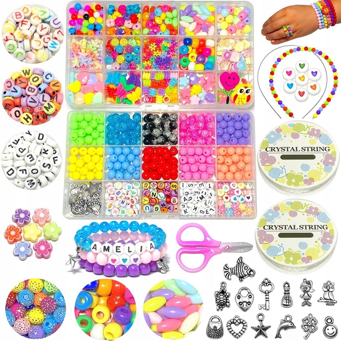 KREATYWNY ZESTAW KORALIKI DO ROBIENIA BRANSOLETEK