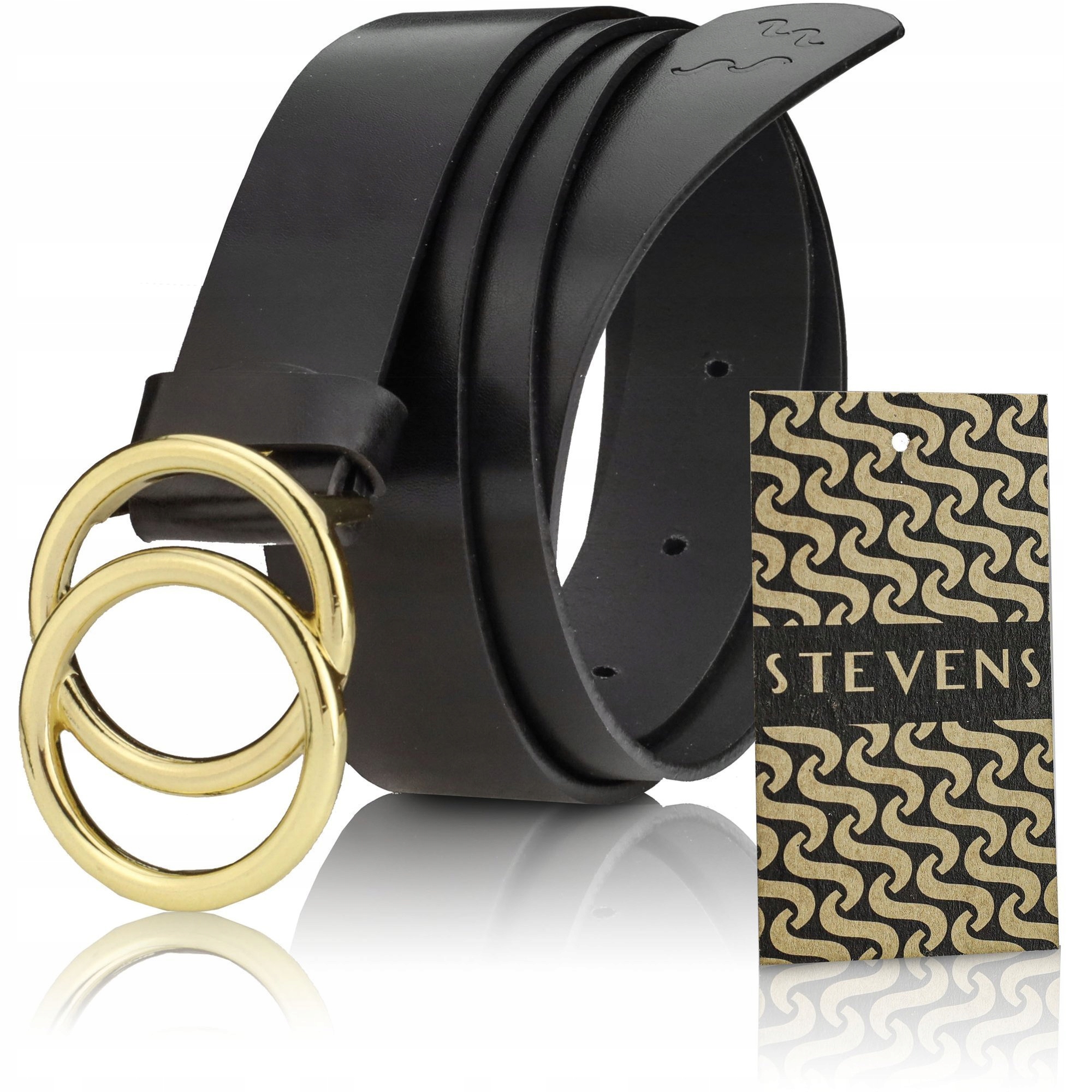 

Pasek Do Spodni Ubrań Ozdobny Kółka Czarny Stevens