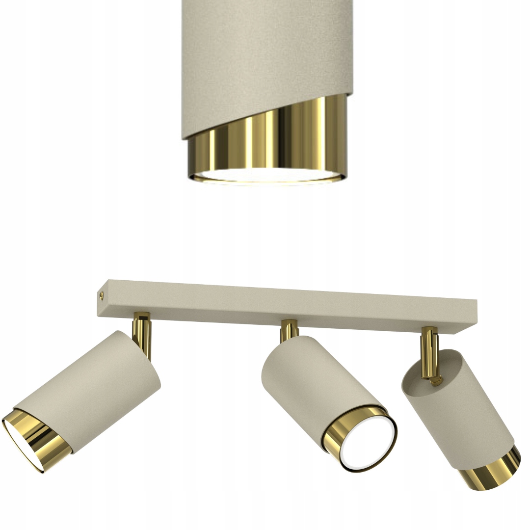 Lampa sufitowa plafon regulowane 3x GU10 beż złoto Bevel