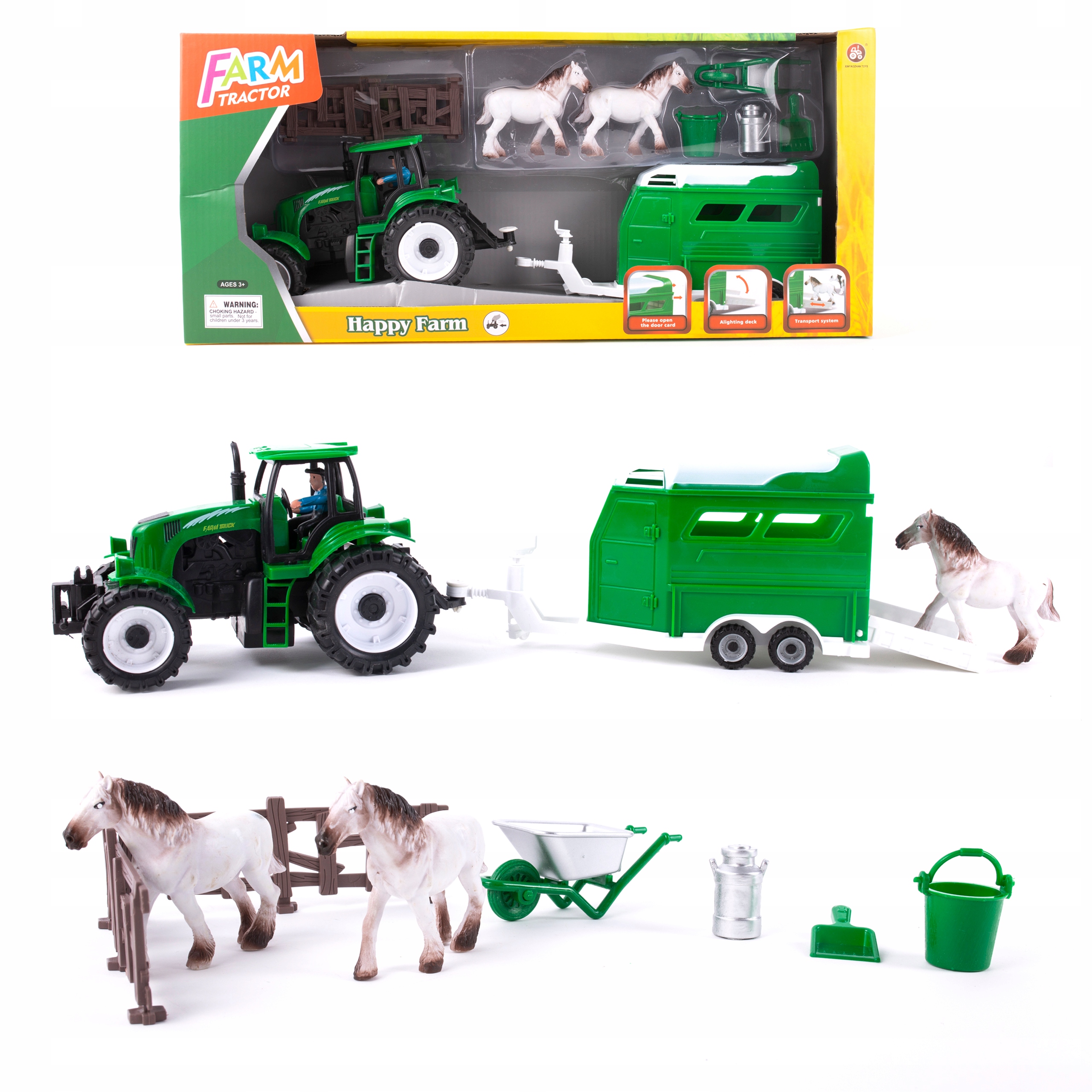 

8225 Koń Farma Konna Traktor+przeczepa Na Konie