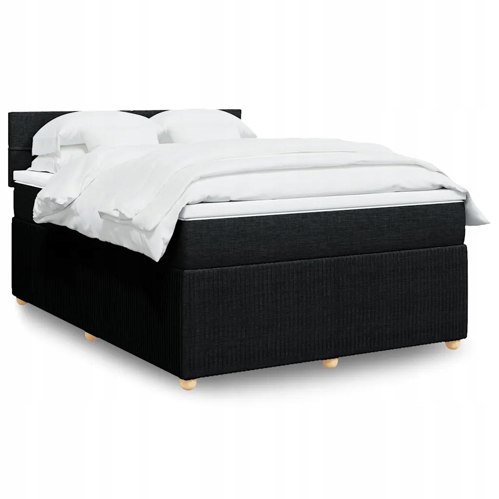 vidaXL Box spring postel s matrací černá 140 x 190 cm textil