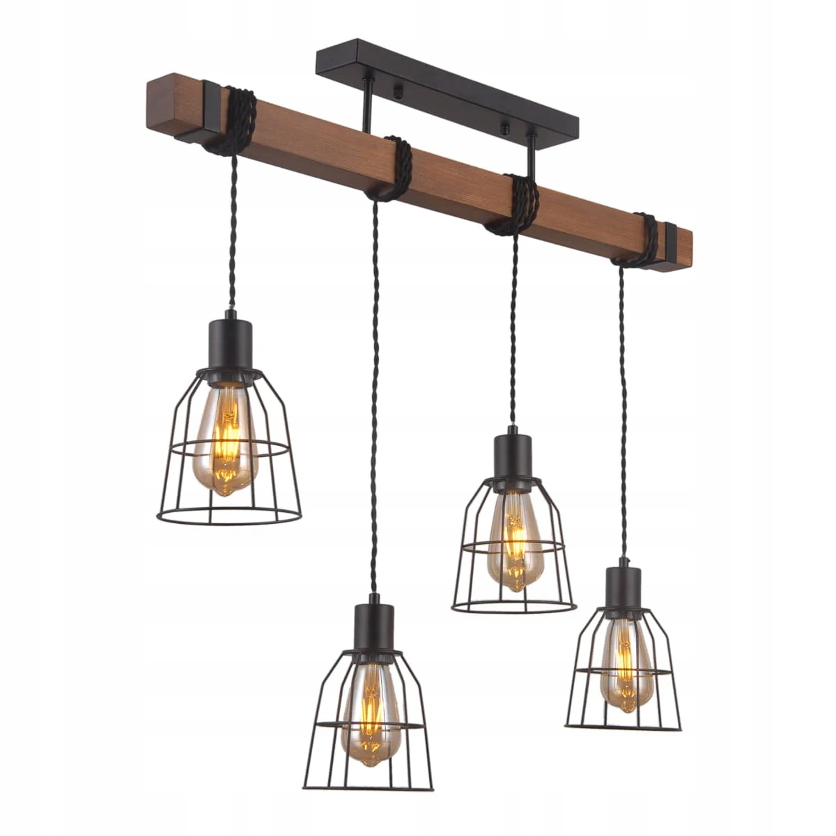 Industriální závěsná lampa černá, nastavitelná, 4 kovové košíky Italux