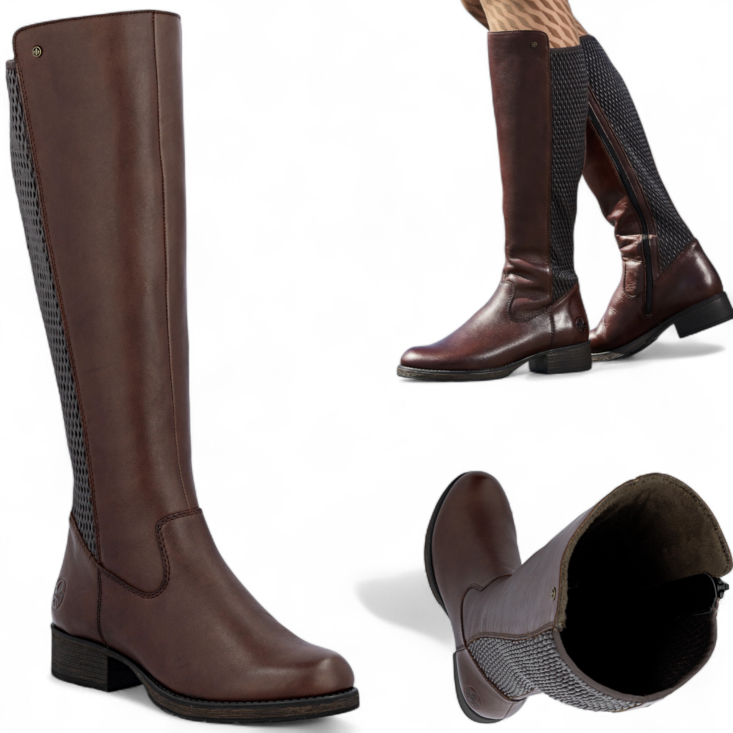 Rieker 39 Dámské dlouhé kozačky z přírodní kůže Elegantní zimní zateplené