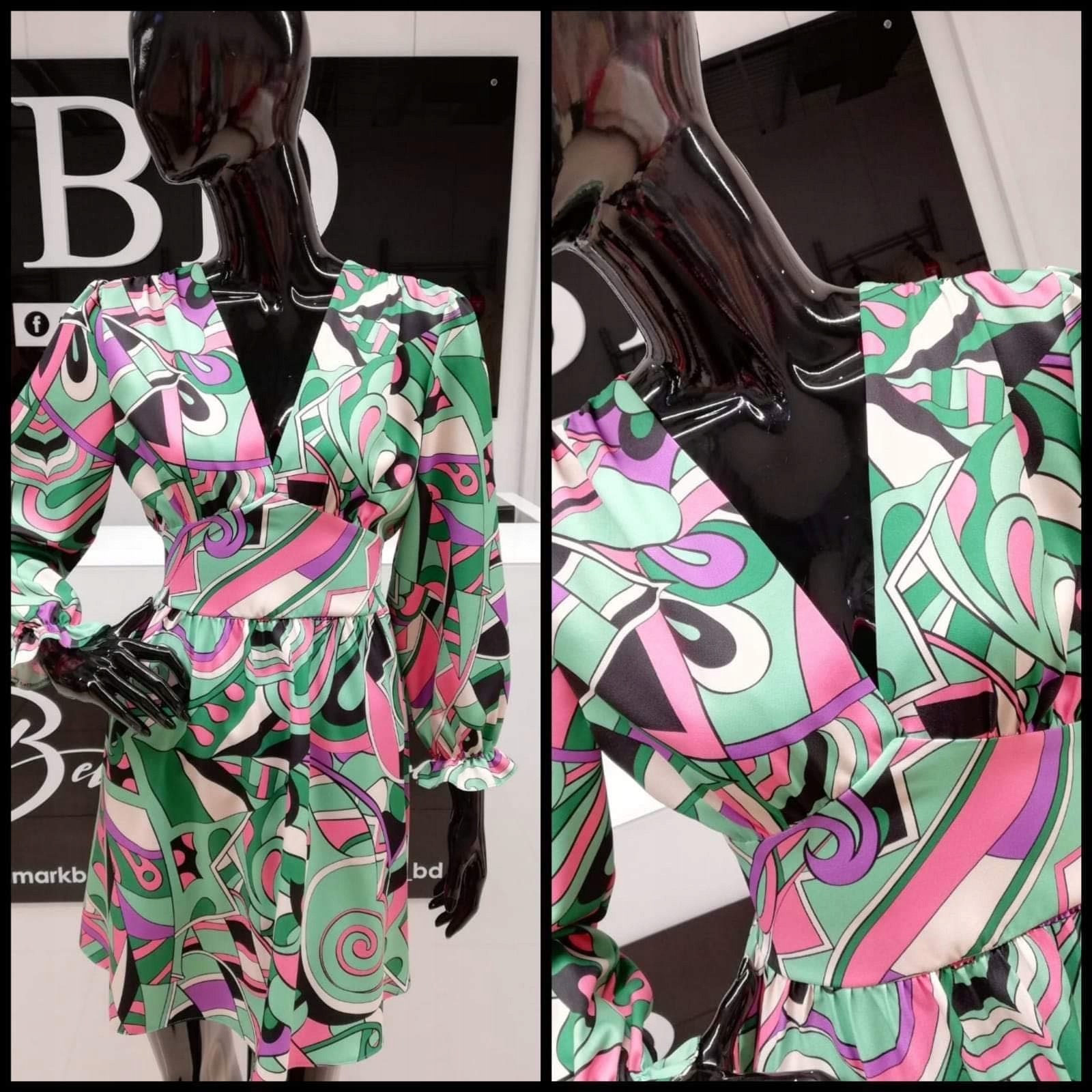 Šaty Bella Dame Barva Černá s Mátovou vel.38