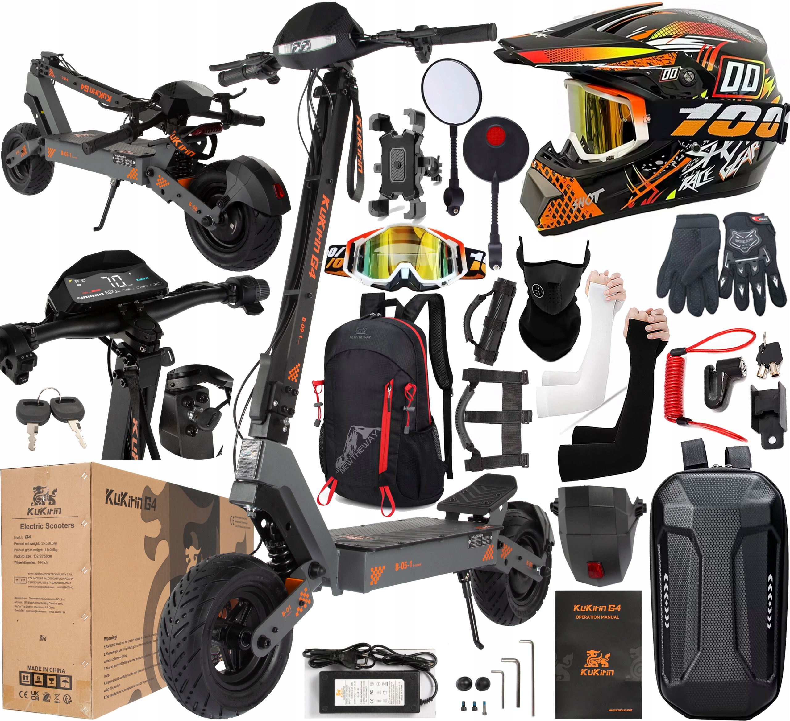 KuKirin G4 Elektrické skládací vozidla 60V 20Ah 2000W 70KM/H +11 Dárek.