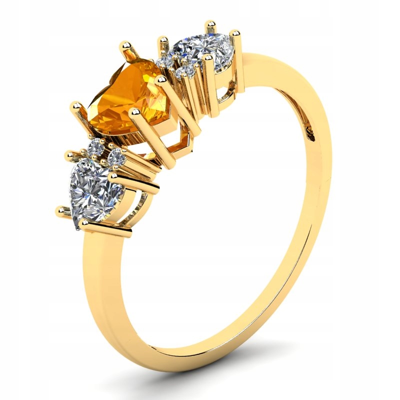 

Pierścionek Złoty Serca Pomarańczowa Cyrkonia 14KR