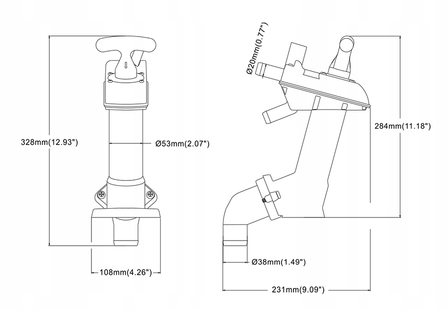 UNIWERSALNA POMPA RĘCZNA DO TOALETY JACHTOWEJ STACJONARNEJ SEAFLO SFMTP-03 Marka Seaflo