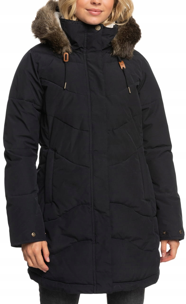 Dámská zimní bunda Roxy Ellie Longline parka dlouhá prošívaná černá S