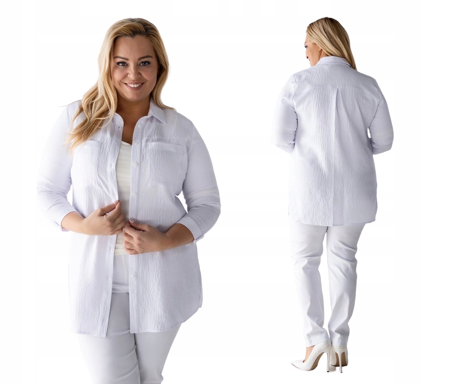 Elegantní košile Sandra v safari stylu, barva bílá, velikost 56