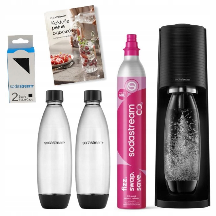 Výrobník sody SodaStream Terra černý 2 lahve kniha a uzávěry