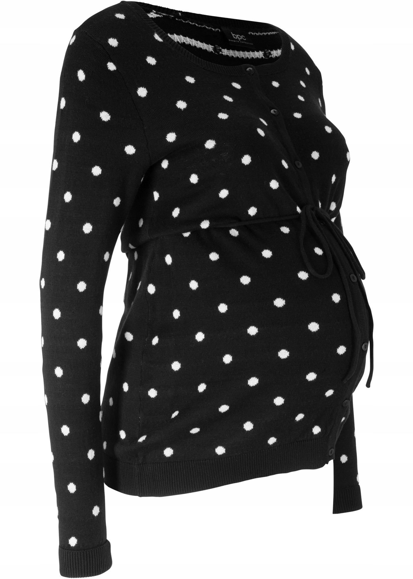 Z677 SWETER CIĄŻOWY CZARNY W GROSZKI R.44/46