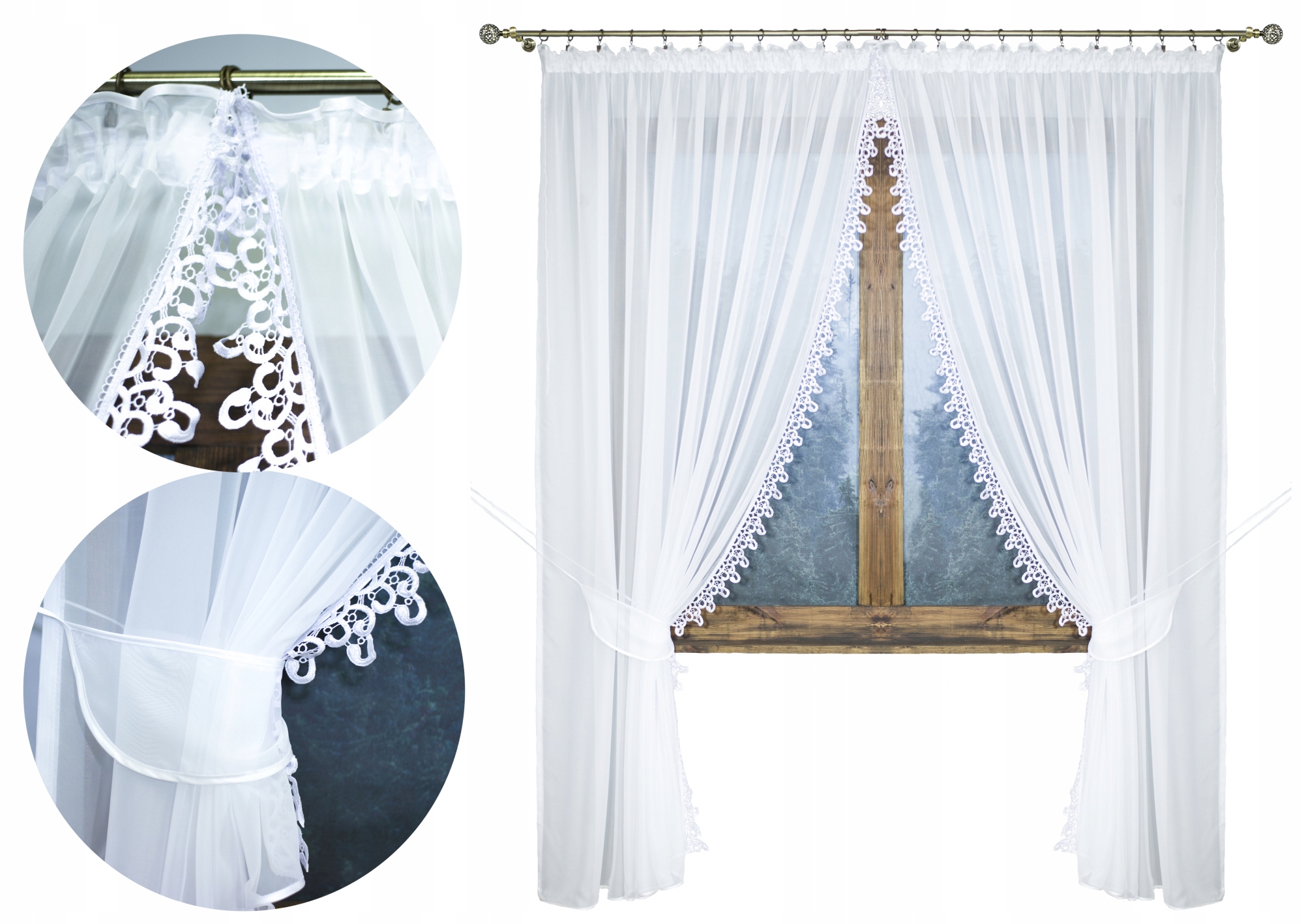 Hotová Záclona Voál Bílá 800x240 Guipure