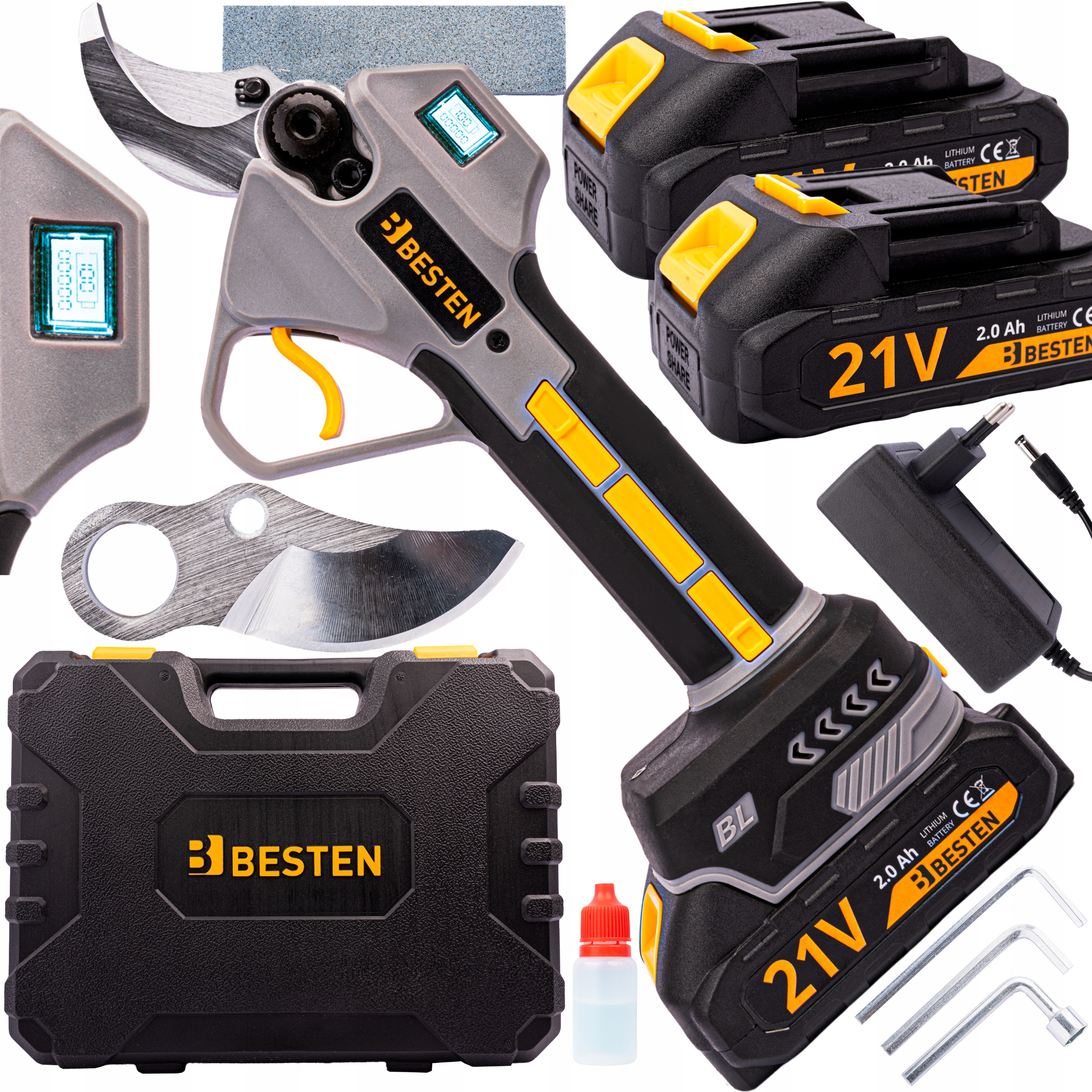 Sekator Akumulatorowy Elektryczny Do Gałęzi Nożyce Ogrodowe 2xAKU 2.0AH