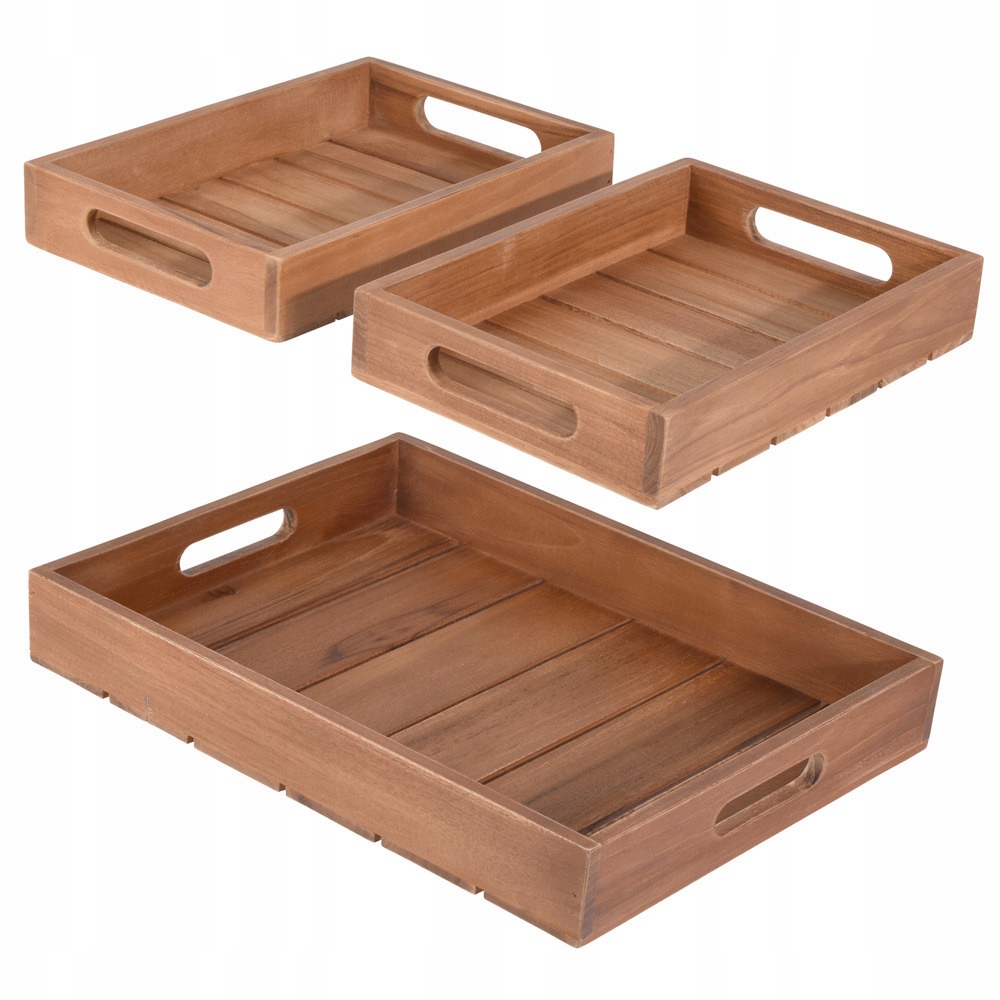 Sada Dekoračních Podnosů Mdf 3 Prvky Velká 39 X 29 X 5 CM Hnědá