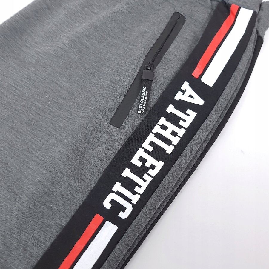 SPODNIE DRESOWE MĘSKIE DRESY modne JOGGERY kieszenie zamek bawełna, 2XL/3XL Długość nogawki długa