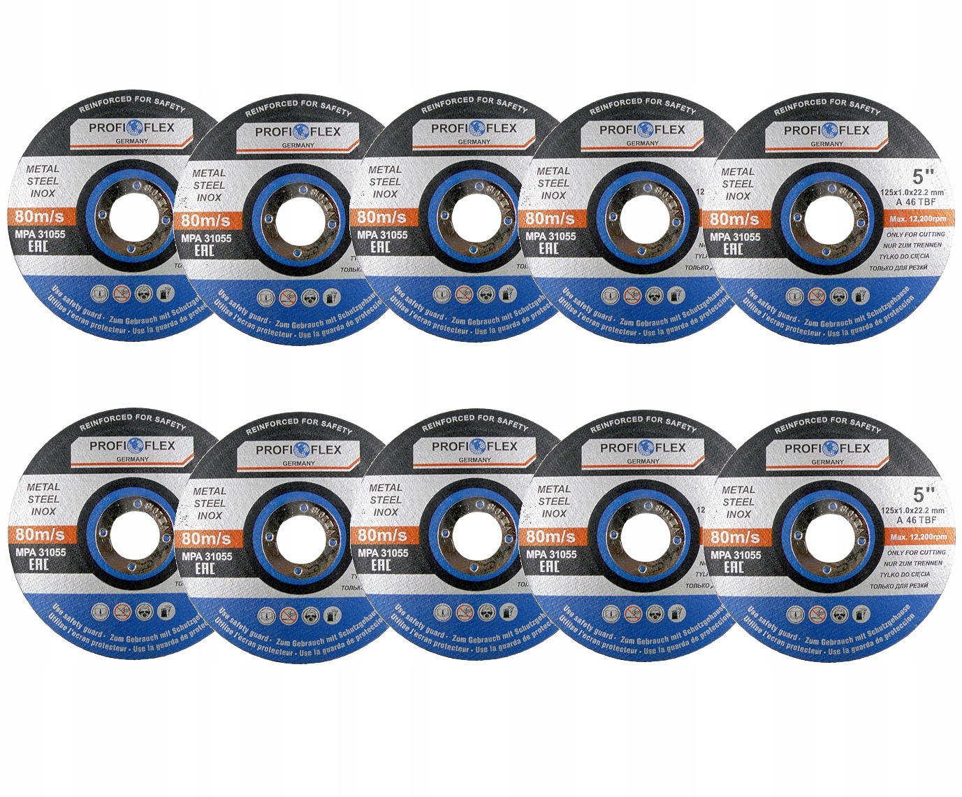 

10 x tarcza cięcia metalu Inox stali 125 x 1,0 mm
