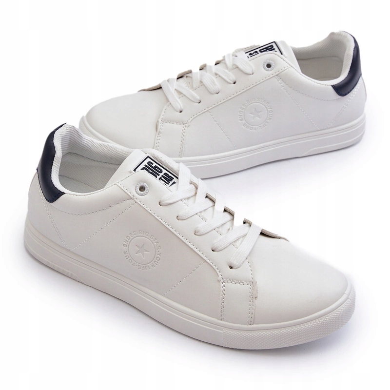 Trampki Męskie Niskie Eko Skóra Big Star NN174282 Białe 42