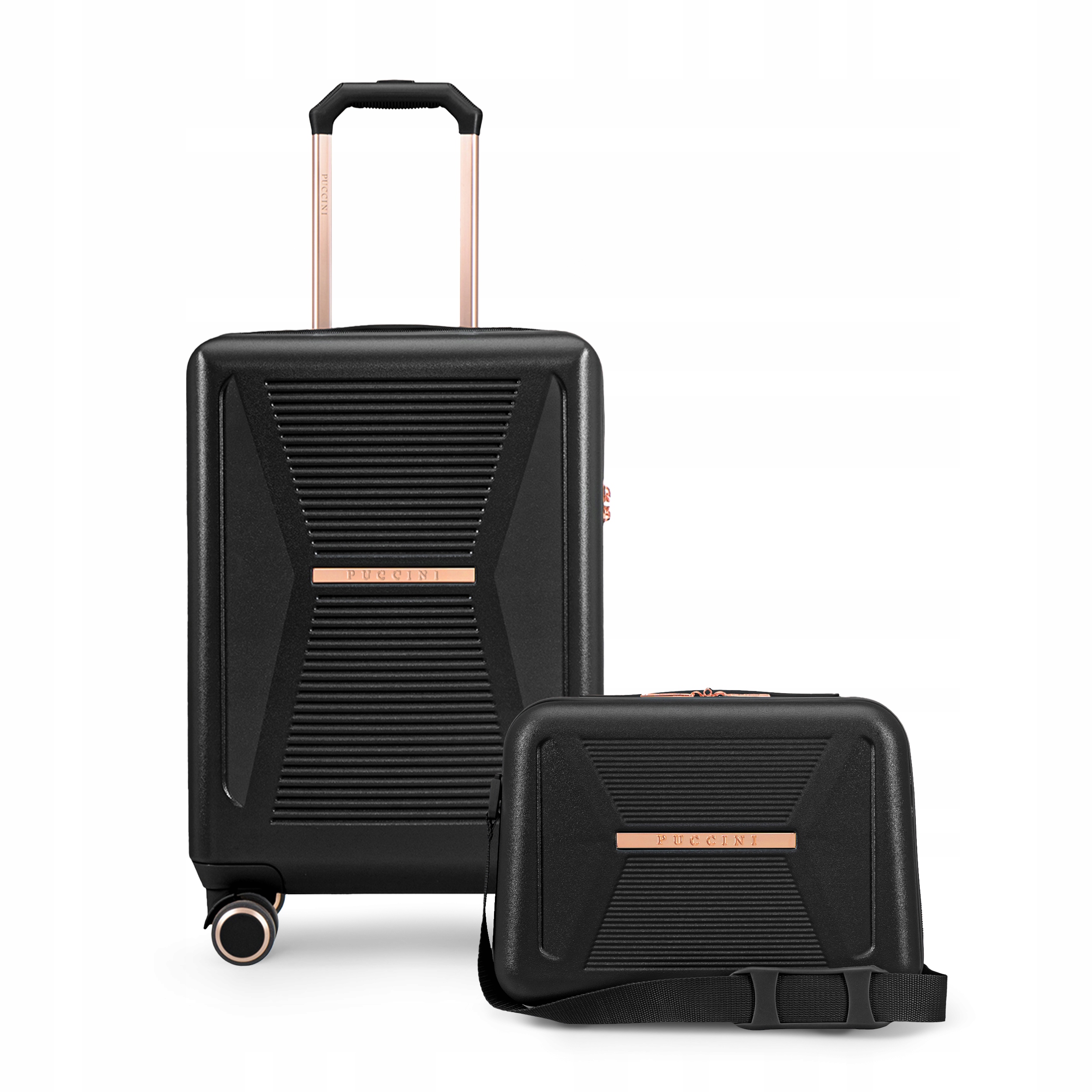 Puccini Zestaw Walizek Podróżnych Kabinowa+Kuferek Poliwęglan Komplet 2w1