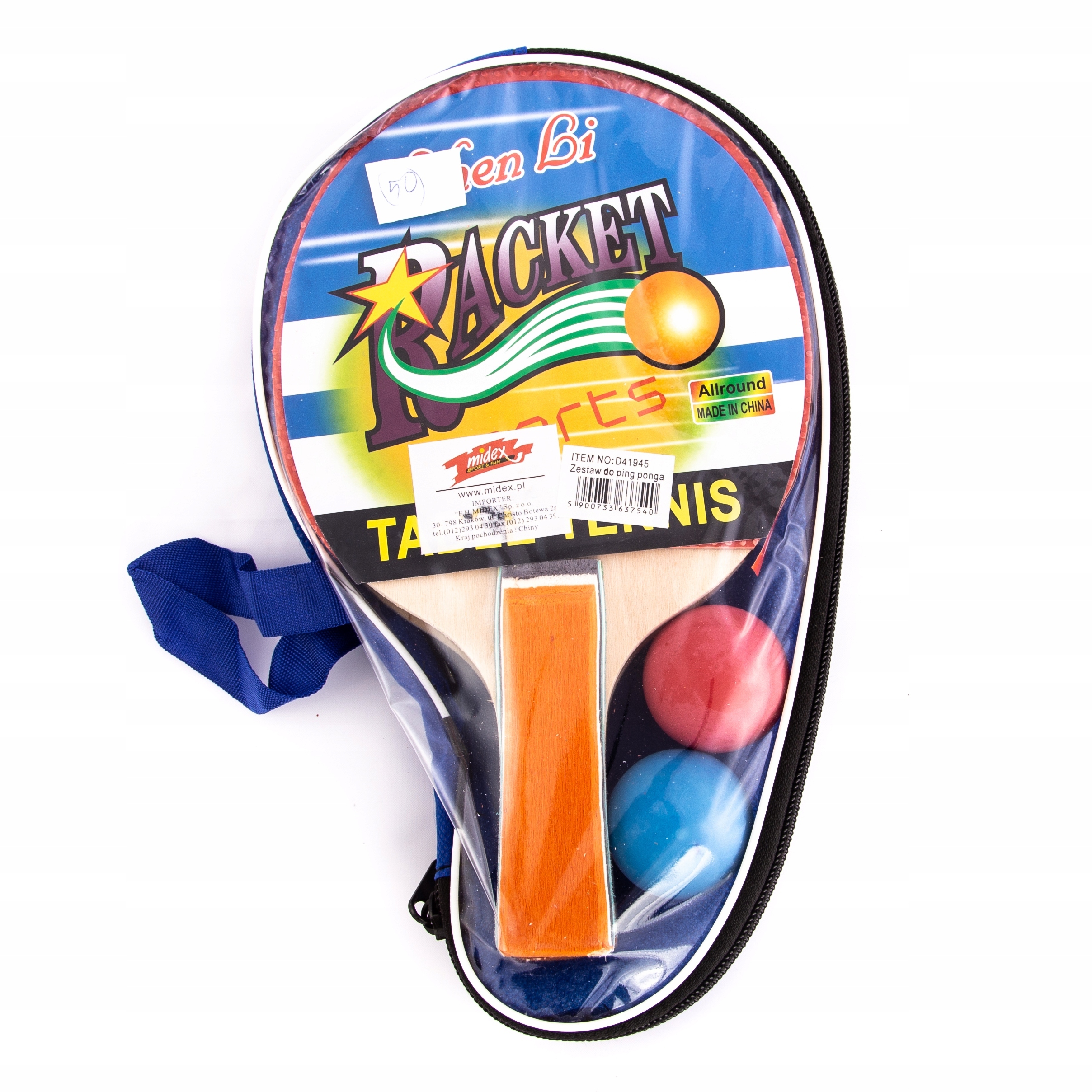 PING PONG ZESTAW W POKROWCU DWIE PALETKI DWIE PIŁKI Marka Midex