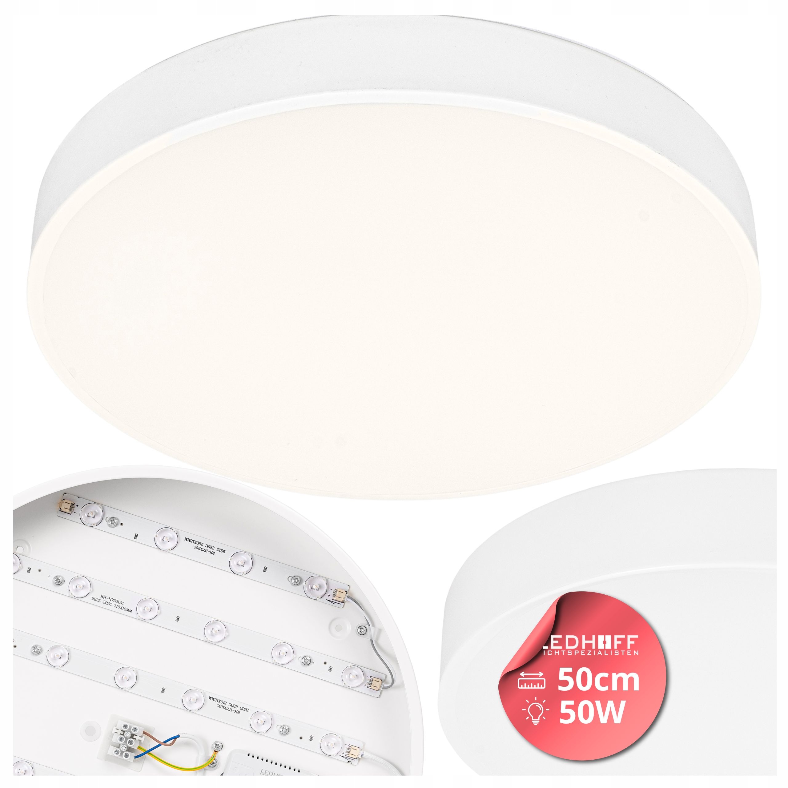 Plafon Sufitowy Biały okrągły Duży lampa Led 50CM panel do pokoju Mocny