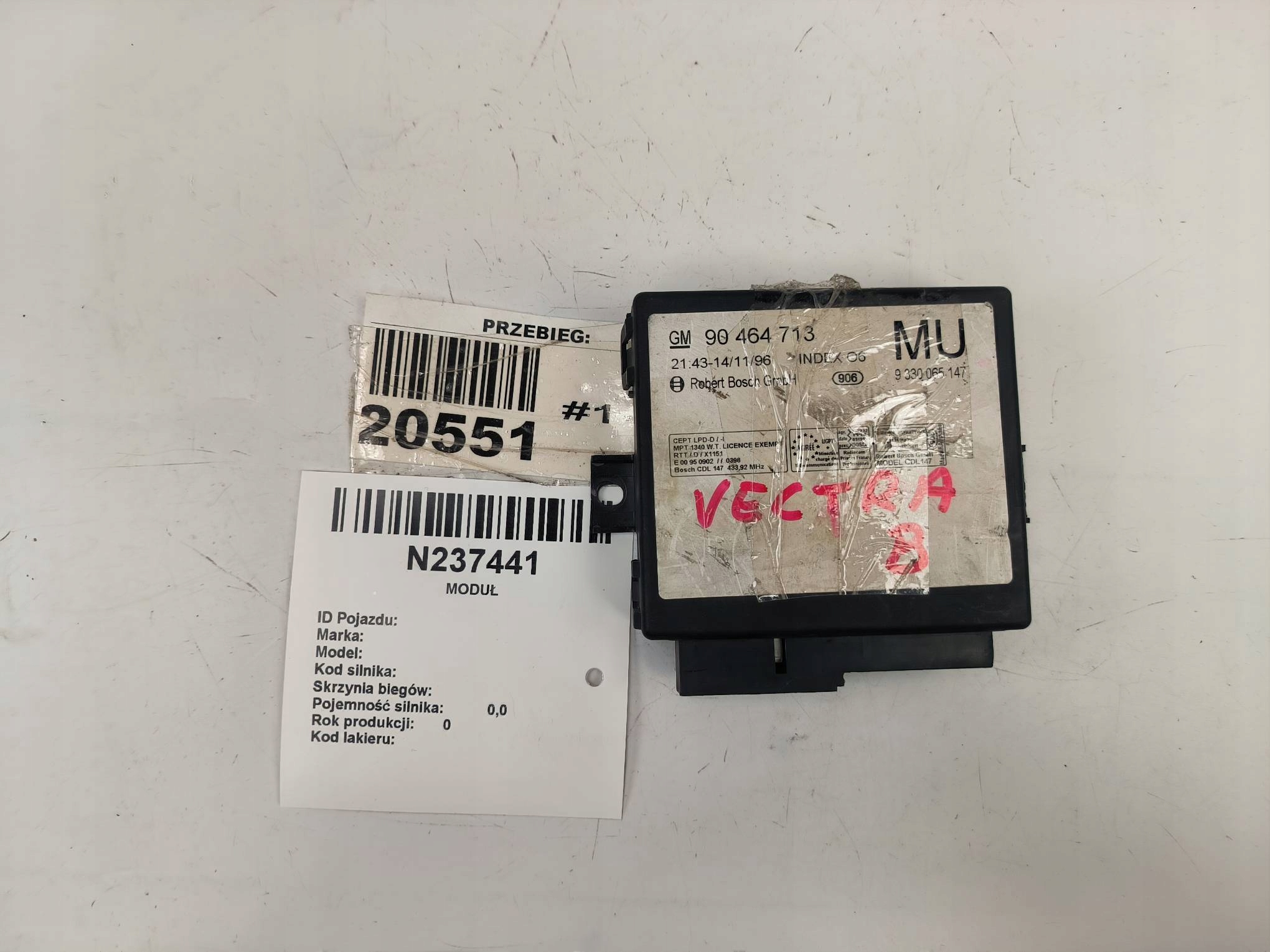 Unité commande confort 90464713 OPEL VECTRA B